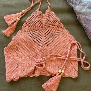 Spell Coral crochet top